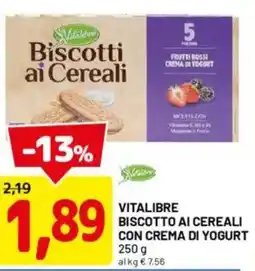 DPiù Vitalibre biscotto ai cereali con crema di yogurt offerta