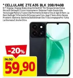 DPiù Cellulare ZTE A35 BLK 2GB/64GB offerta