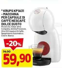 DPiù Krups KP1A31 - macchina per capsule di caffè nescafé dolce gusto offerta