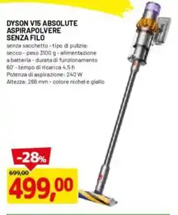 DPiù Dyson V15 absolute aspirapolvere senza filo offerta