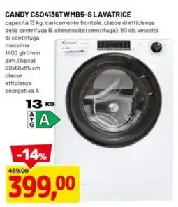 DPiù Candy CS04136TWMB5-S lavatrice offerta