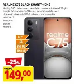 DPiù Realme C75 black smartphone offerta
