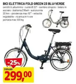 DPiù Bici elettrica fold green 23 blu/verde offerta