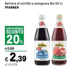 Iper La Grande Nettare di mirtillo o melagrana Bio PFANNER offerta