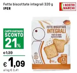 Iper La Grande Fette biscottate integrali IPER offerta