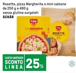 Iper La Grande Rosette, pizza Margherita o mini calzone senza glutine surgelati SCHÄR offerta