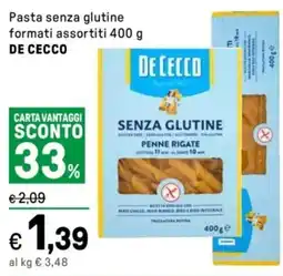 Iper La Grande Pasta senza glutine formati assortiti DE CECCO offerta