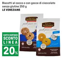 Iper La Grande Biscotti al cocco o con gocce di cioccolato senza glutine LE VENEZIANE offerta