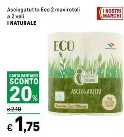 Iper La Grande Asciugatutto Eco 2 maxirotoli a 2 veli I NATURALE offerta