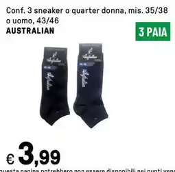 Iper La Grande Conf. 3 sneaker o quarter donna, mis. 35/38 AUSTRALIAN offerta