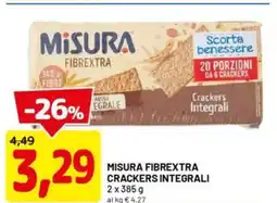 DPiù Misura fibrextra crackers integrali offerta