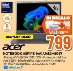 Expert acer NOTEBOOK ASPIRE 14AIA1452M5067 offerta