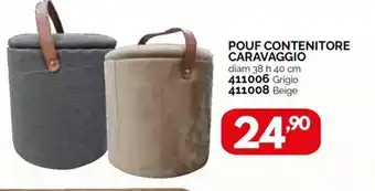 Orizzonte Pouf Contenitore Caravaggio 38h 40 cm 411006 Grigio offerta