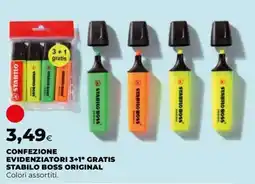 Coop CONFEZIONE EVIDENZIATORI 3+1* GRATIS STABILO BOSS ORIGINAL offerta
