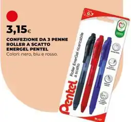 Coop Confezione da 3 penne roller a scatto EnerGel Pentel offerta