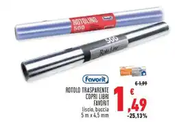 Conad Superstore Rotolo trasparente copri libri FAVORIT offerta