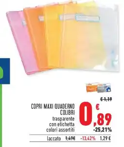 Conad Superstore Copri maxi quaderno COLIBRI offerta