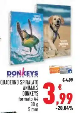 Conad Superstore Quaderno spiralato animals DONKEYS offerta