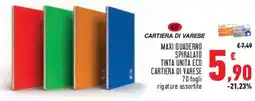 Conad Superstore Maxi quaderno spiralato CARTIERA DI VARESE offerta