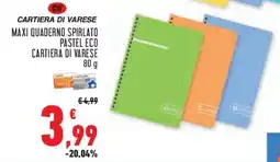 Conad Superstore Maxi quaderno spirlato pastel eco CARTIERA DI VARESE offerta