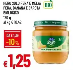 IperFamila Hero solo pera e mela/bio pera, banana e carota biologico offerta