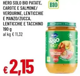 IperFamila Hero solo bio patate, carote e salmone/verdurine, lenticchie e manzo/zucca, lenticchie e tacchino offerta