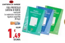 Conad Superstore Fogli protocollo CARTIERA DI VARESE offerta