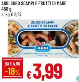 IperFamila Arbi sugo scampi e frutti di mare offerta