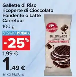 Carrefour Market Gallette di Riso ricoperte di Cioccolato Fondente o Latte Carrefour offerta