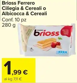 Carrefour Market Brioss Ferrero Ciliegia & Cereali o Albicocca & Cereali offerta