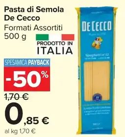 Carrefour Market Pasta di Semola De Cecco offerta