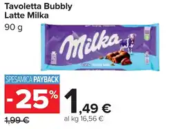 Carrefour Tavoletta Bubbly Latte MILKA offerta