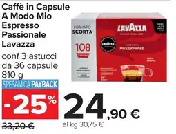 Carrefour Caffè in capsule a modo mio espresso passionale LAVAZZA offerta
