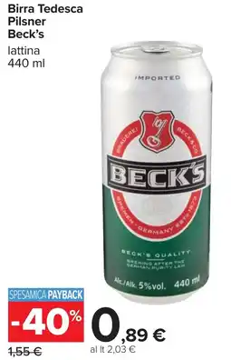 Carrefour Birra Tedesca Pilsner BECK offerta
