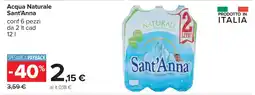 Carrefour Acqua Naturale Sant'Anna offerta