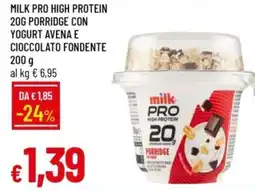 IperFamila Milk pro high protein 20g porridge con yogurt avena e cioccolato fondente offerta