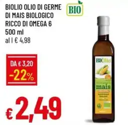 IperFamila Biolio olio di germe bio di mais biologico ricco di omega 6 offerta