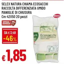 IperFamila Selex natura chiama ecosacchi raccolta differenziata umido maniglie di chiusura offerta