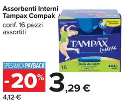 Carrefour Assorbenti Interni TAMPAX COMPAK offerta