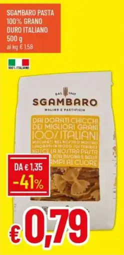 IperFamila Sgambaro pasta 100% grano duro italiano offerta