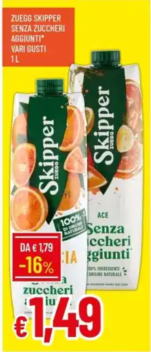 IperFamila Zuegg skipper senza zuccheri aggiunti vari gusti offerta