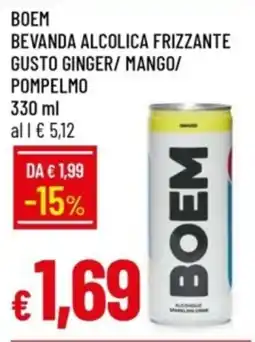 IperFamila BOEM Bevanda alcolica frizzante gusto ginger/mango/ pompelmo offerta