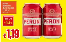 IperFamila Peroni birra 100% malto italiano offerta