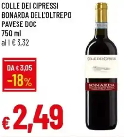 IperFamila Colle dei cipressi bonarda dell'oltrepo pavese DOC offerta