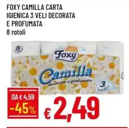 IperFamila Foxy camilla carta igienica 3 veli decorata e profumata 8 rotoli offerta