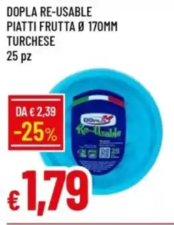 IperFamila Dopla re-usable piatti frutta ø 170mm turchese 25 pz offerta