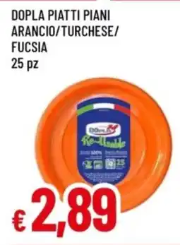 IperFamila Dopla piatti piani arancio/turchese/ fucsia 25 pz offerta