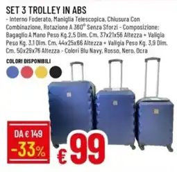 IperFamila Set 3 trolley in ABS offerta