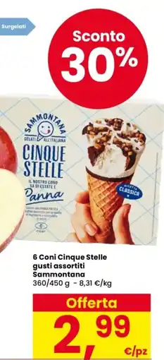 Despar 6 Coni Cinque Stelle gusti assortiti Sammontana offerta