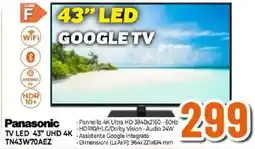 Expert Panasonic TV LED 43" UHD 4K TN43W70AEZ offerta